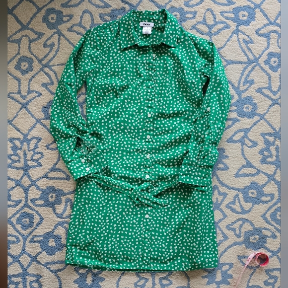 Dkny Dresses & Skirts - Green Floral Button-Up Dress